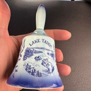 Vintage Reno Tahoe Specialty Inc Souvenir Bell Blue Ceramic Made In Japan Y2K